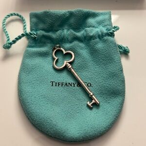 Tiffany & Co Silver 2 Inch Trefoil Key Pendant Charm